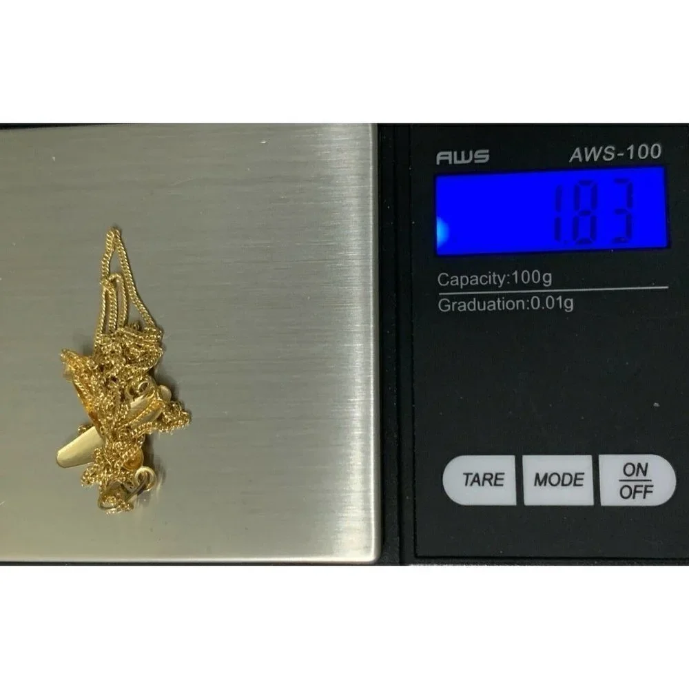 18K Gold 17.5 inches Necklace Airplane Pendant 1.83 grams - Picture 10 of 15